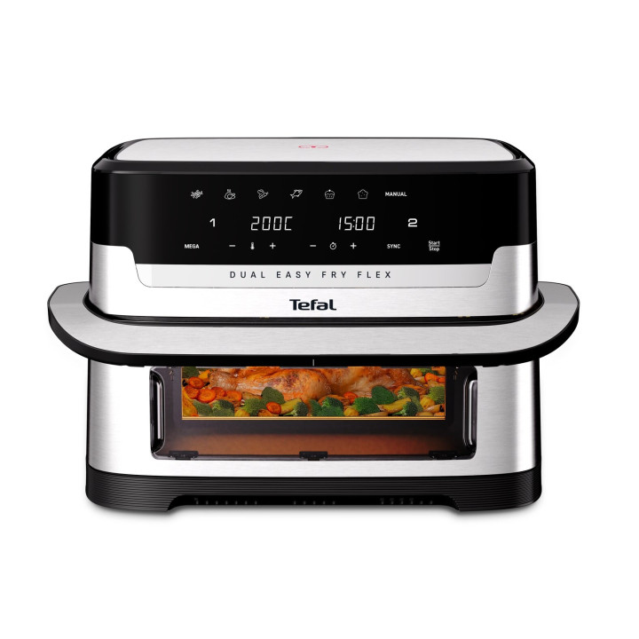 Мультипіч Tefal EY922DE0 Flex Dual Easy Fry 9 л, дві зони приготування, Flex Cook, Silver