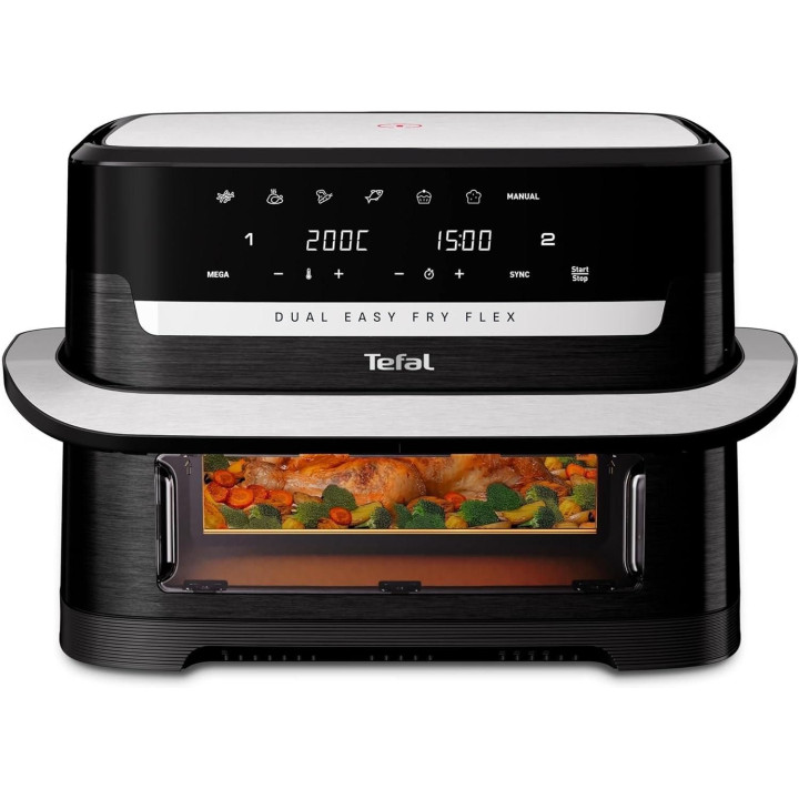 Мультипіч Tefal EY9228E0 Flex Dual Easy Fry 9 л, дві зони приготування, Flex Cook, Black