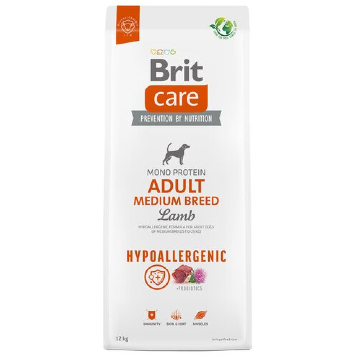 Корм для собак Brit Care Hypoallergenic Medium ягнятина з рисом 12 кг