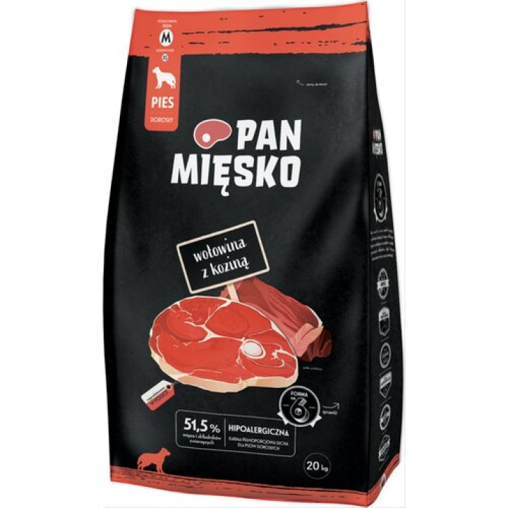 Корм для собак PAN MIĘSKO яловичина з коза 20 кг