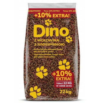 Корм для собак Dino з яловичиною 20 + 2 кг