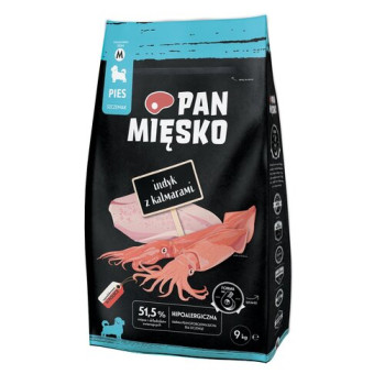 Корм для собак PAN MIĘSKO індичка з Кальмари M 9 кг