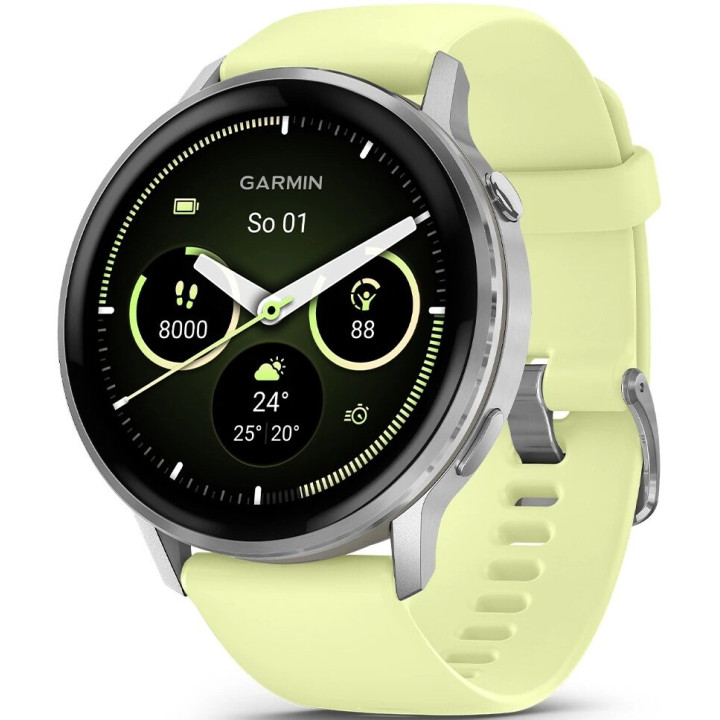 Смарт годинник Garmin Venu 4 45 mm Silver with Citron Silicone Band (010-03014-02/42)