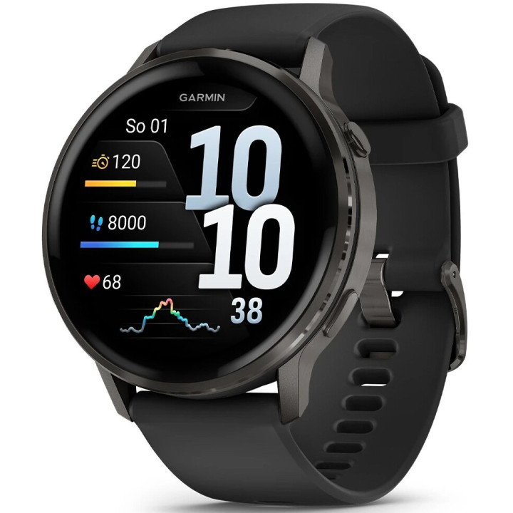 Смарт годинник Garmin Venu 4 41 mm Slate with Black Silicone Band (010-03013-02/42)