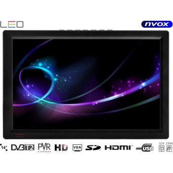 Телевізор портативний NVOX DVB14T 14" USB SD PVR DVB-T2 12V 230V Bat