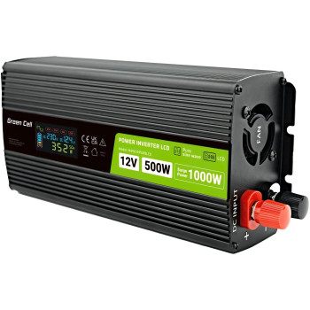 Інвертор Green Cell 12V/230V 500W/1000W (INVGC12P500LCD)