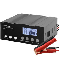 Зарядний пристрій Qoltec 52491 LCD 12V/12,6V/24V з функцією ремонту для акумуляторів LiFePO4, AGM, GEL