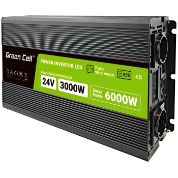 Інвертор Green Cell 24V/230V 3000W/6000W (INVGC24P3000LCD)