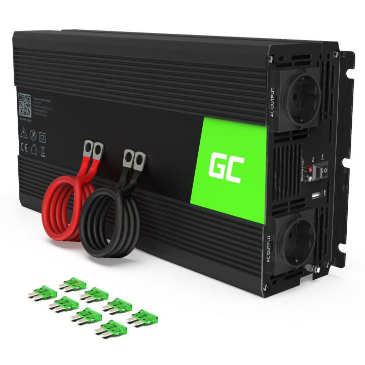 Інвертор Green Cell 12V/230V 1500W/3000W Чиста синусоїда (INV22)